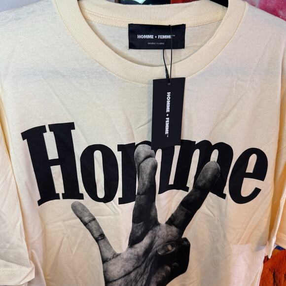 •NEW• Homme + Femme LA • Twisted Fingers Off-White Tee  • 2XL - Picture 4 of 8